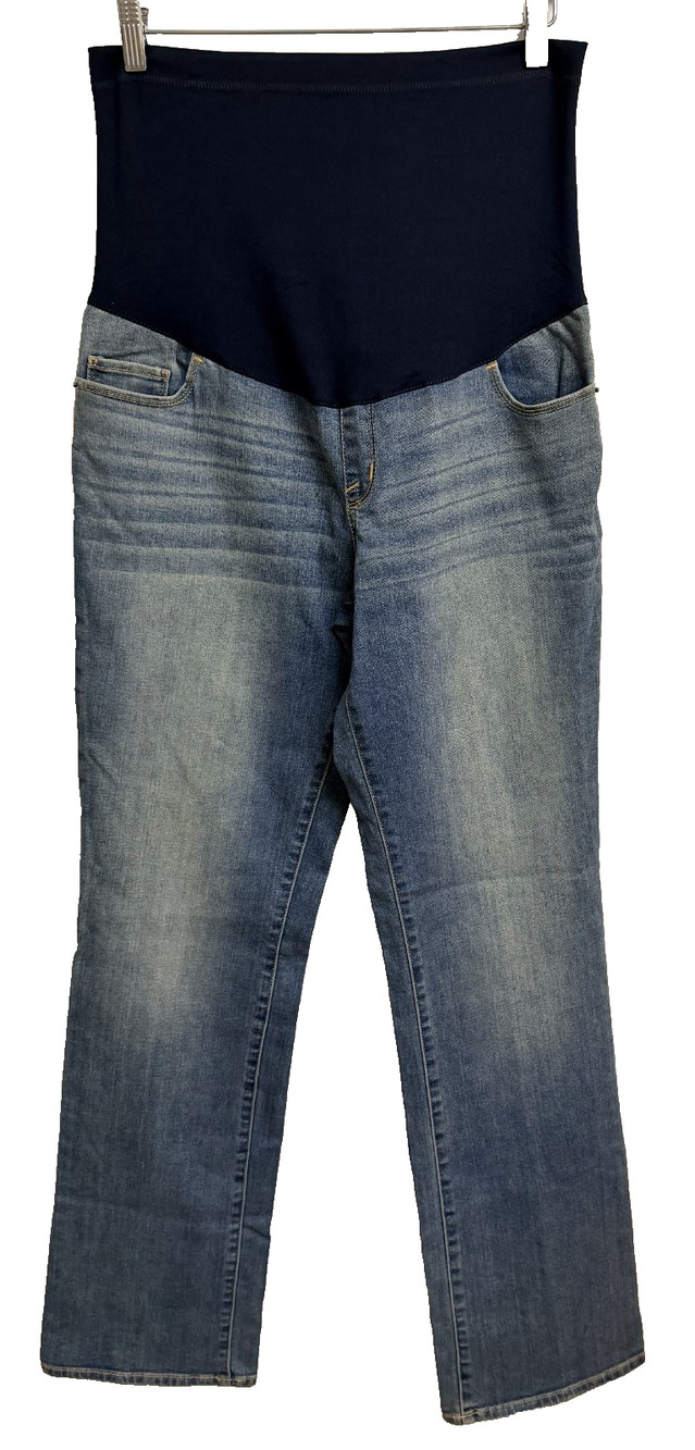 Liz Lange Maternity Bootcut Jeans Women's 10 Blue Denim Over Belly Stretch NEW